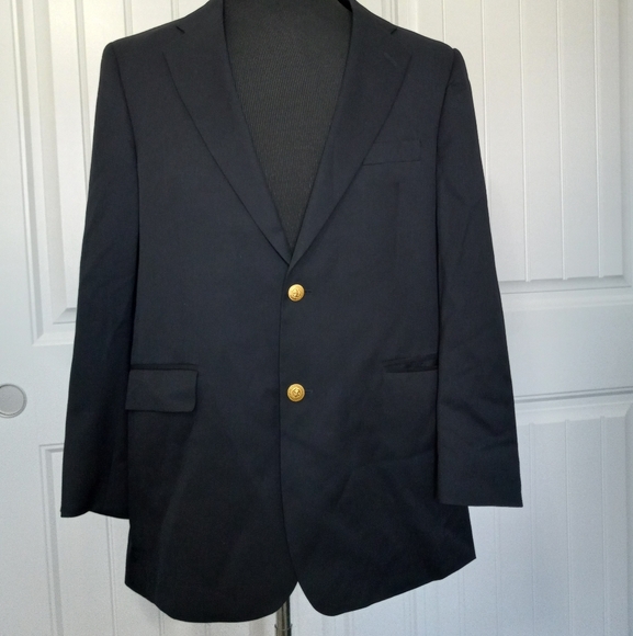 Brooks Brothers 346 Navy Blue Blazer 44 Long - Woo - Picture 1 of 8
